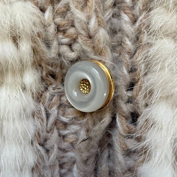 Flemington Furs Fur Knit Button Front Jacket Women's White Beige Winter Cozy - Picture 4 of 13